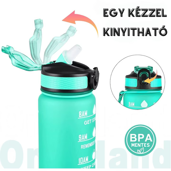 Színes motivációs kulacs idézetekkel és időskálával (1000 ml) - Zöld (4)